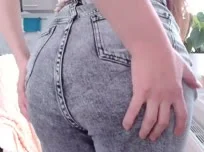 In jeans without panties