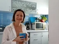 Morning tease in my kitchen