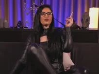 Smoking in black leather