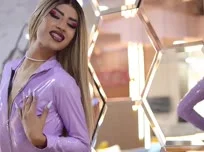 Purple latex and a sexy girl