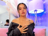 Sensual tease in black on cam